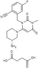 Trelagliptin Succinate 1029877-94-8 ผงผลึกสีขาวถึงกึ่งสีขาว C22H26FN5O6