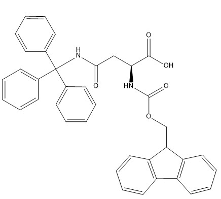 อนุพันธ์ของกรดอะมิโน Fmoc-Asn(Trt)-OH CAS. 132388-59-1 ความบริสุทธิ์ 98% สีขาวเป็นสีขาวนวล C38H32N2O5
