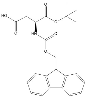 ความบริสุทธิ์ 98% อนุพันธ์ของกรดอะมิโน CAS No. 129460-09-9 Fmoc-Asp-OtBu ผงสีขาวถึงเกือบขาว