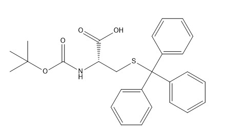 อนุพันธ์ของกรดอะมิโน 98% CAS 21947-98-8 Boc-Cys (Trt) -OH C27H29NO4S ผง