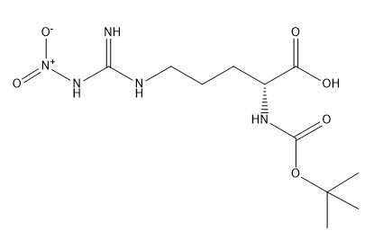 ความบริสุทธิ์ 98% อนุพันธ์ของกรดอะมิโน CAS 50913-12-7 Boc-D-Arg(NO2)-OH C11H21N5O6 ของแข็งสีขาว