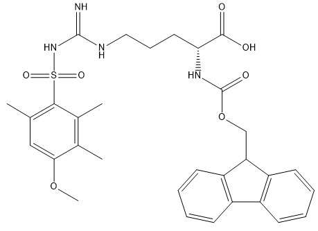 ความบริสุทธิ์ 98% อนุพันธ์ของกรดอะมิโน CAS 120075-24-3 Fmoc-D-Arg (Mtr) -OH C31H36N4O7S